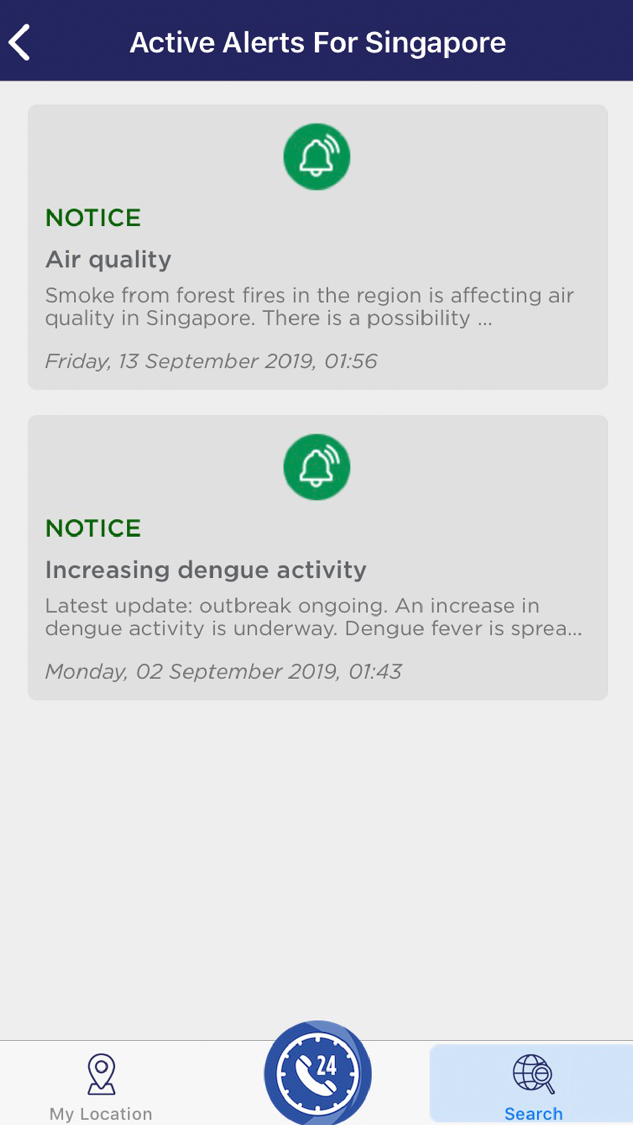 Singapore Active Alerts