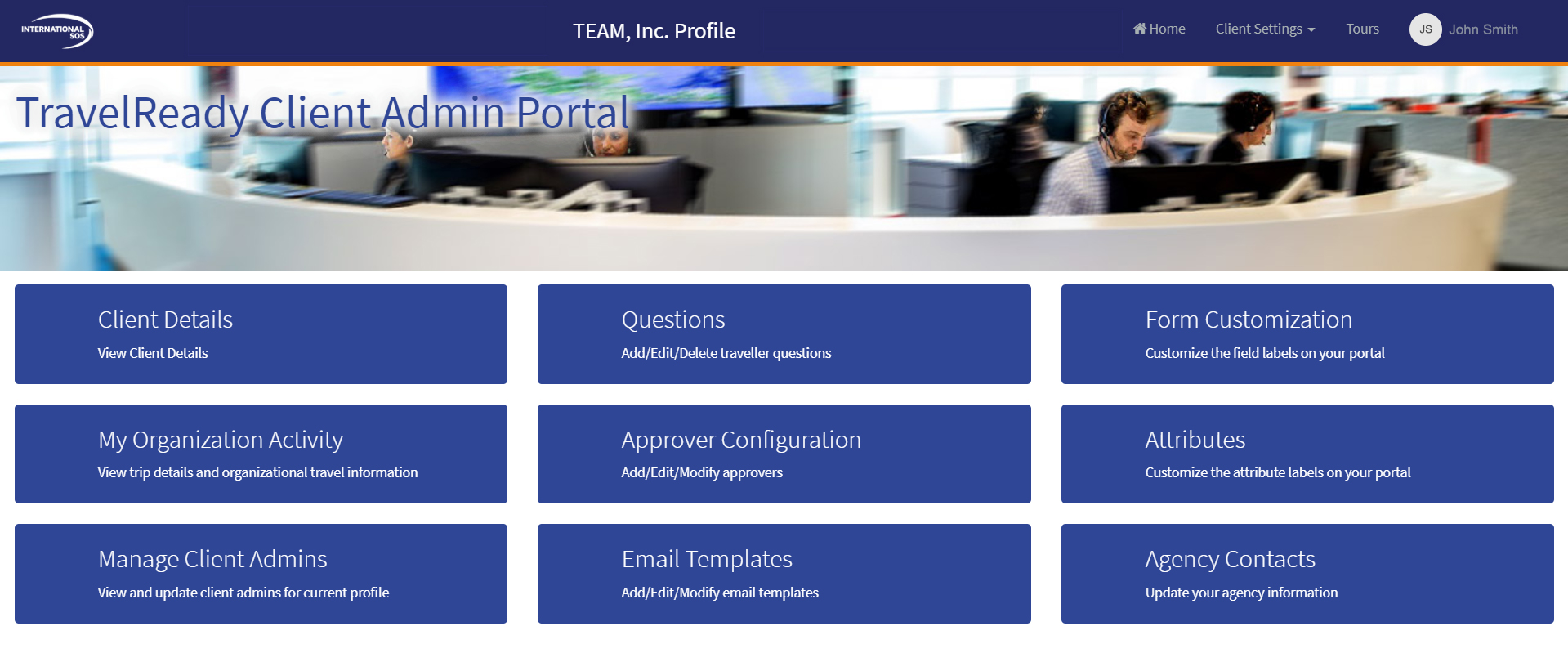 Admin Home Page Screen Sample