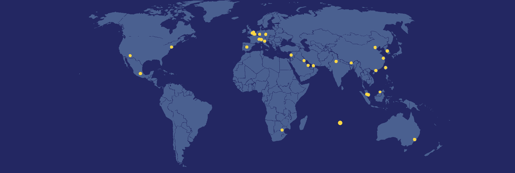 World map showing International SOS Assistance Center locations