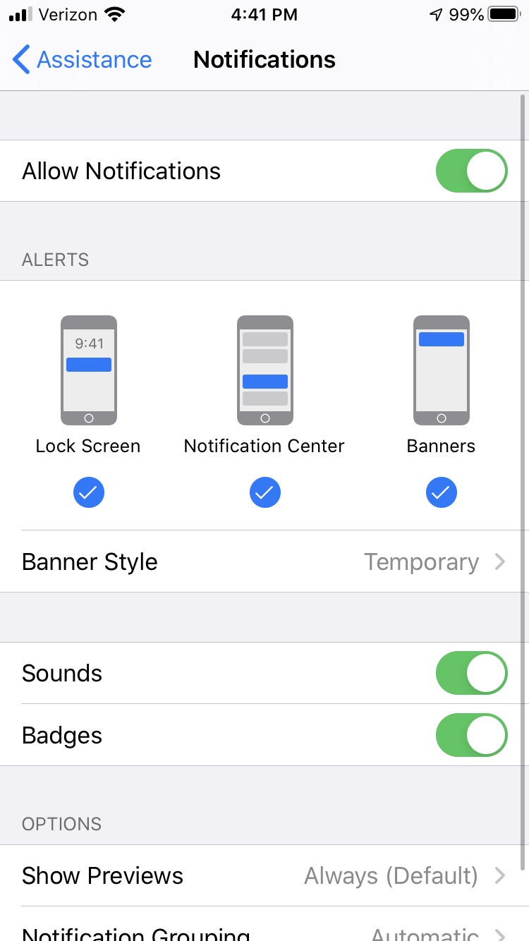 iOS - Notifications Screen